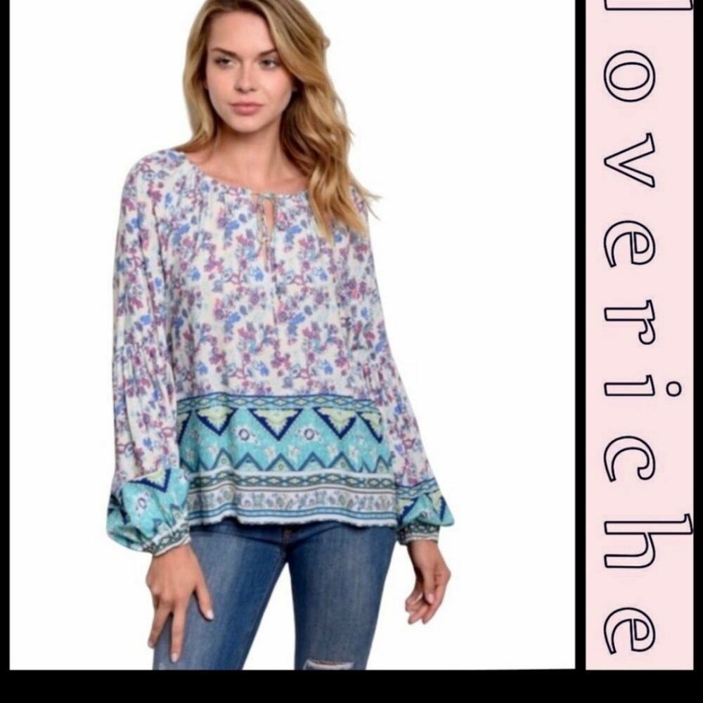 Love Riche Tie Front Boho Tunic NWT Size Small